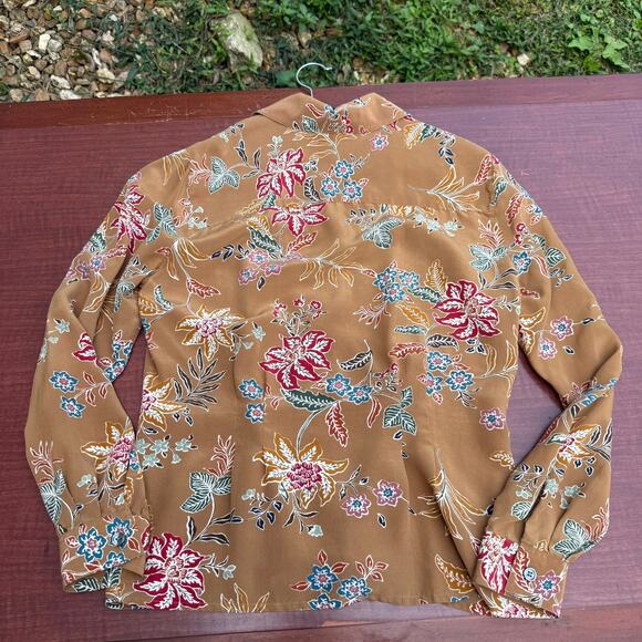 Evan-Picone 100% Silk Floral Blouse - Women's Size 8 - Multicolor Western Chic - Picture 4 of 6